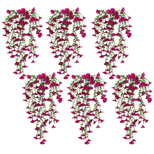 Michaels, 30" UV Resistant Artificial Morning Glory Hanging Plants, 6ct. – Category: Bushes